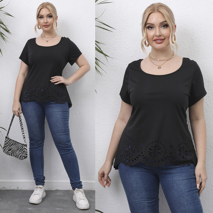 Ladies top with floral hole pattern Mune Fashion