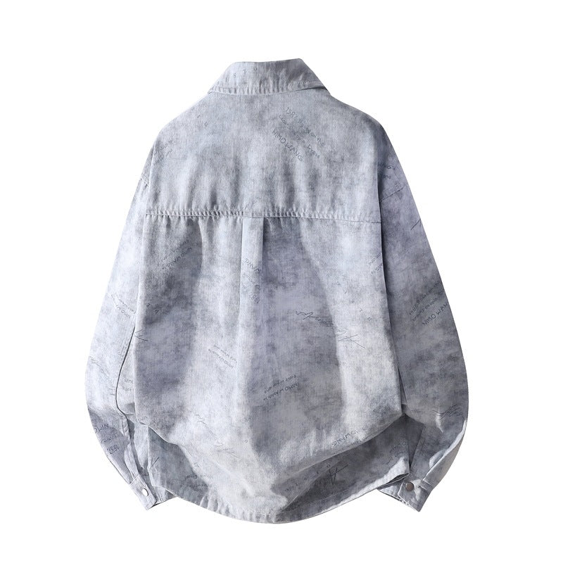 Men's Oversized Shirt Jacket with Vintage Wash and Snap Button Front Mune Fashion