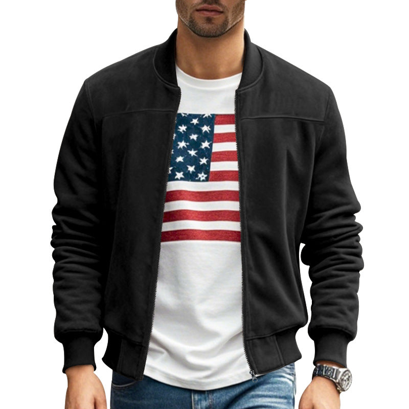Men's lightweight bomber jacket made of microfiber with standing collar, elastic cuffs, and full-length zipper Mune Fashion