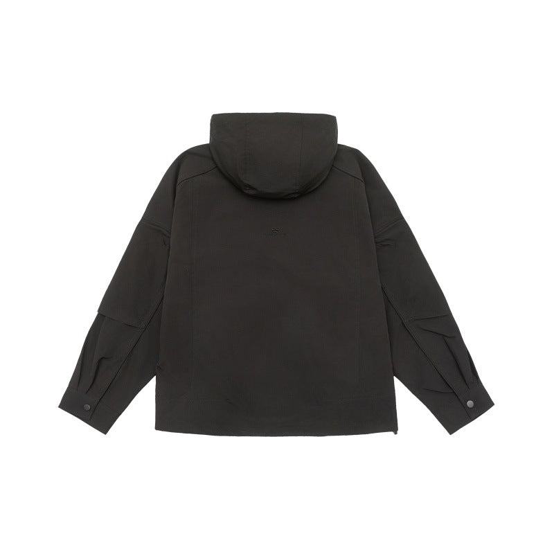 Unisex technical hooded field jacket in boxy cut with concealed front and multifunctional pockets Mune Fashion
