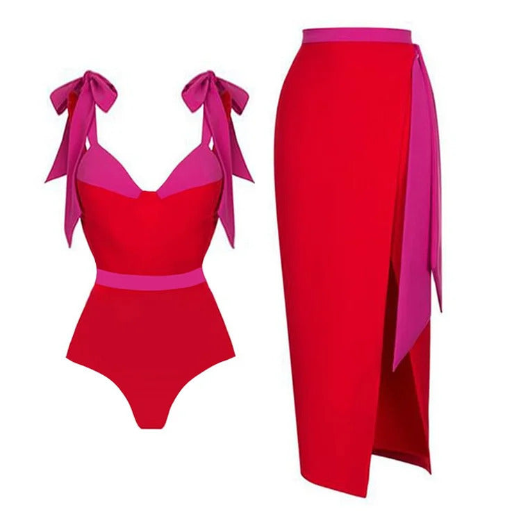 Women high-waisted bikini set with wrap skirt Mune Fashion