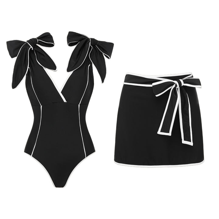 Ladies Off-Shoulder Swimsuit with Wrap Skirt Mune Fashion