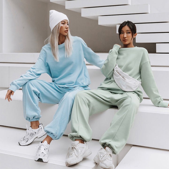 Women's soft oversized sweatshirt and loose relax pants in vintage washed finish Mune Fashion