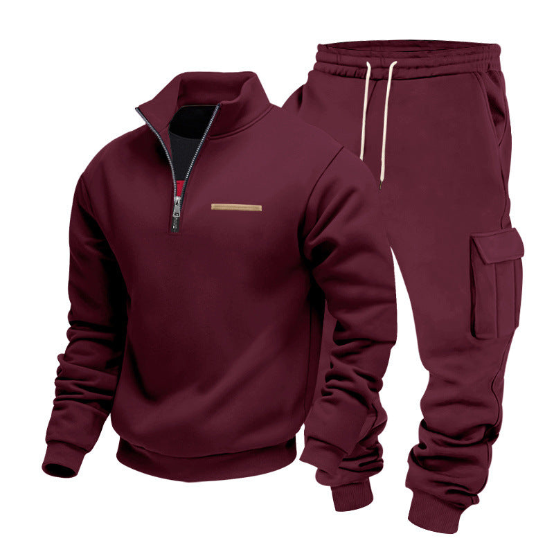 Men's Zip Pullover and Cargo Jogger Set made of soft French Terry Mune Fashion