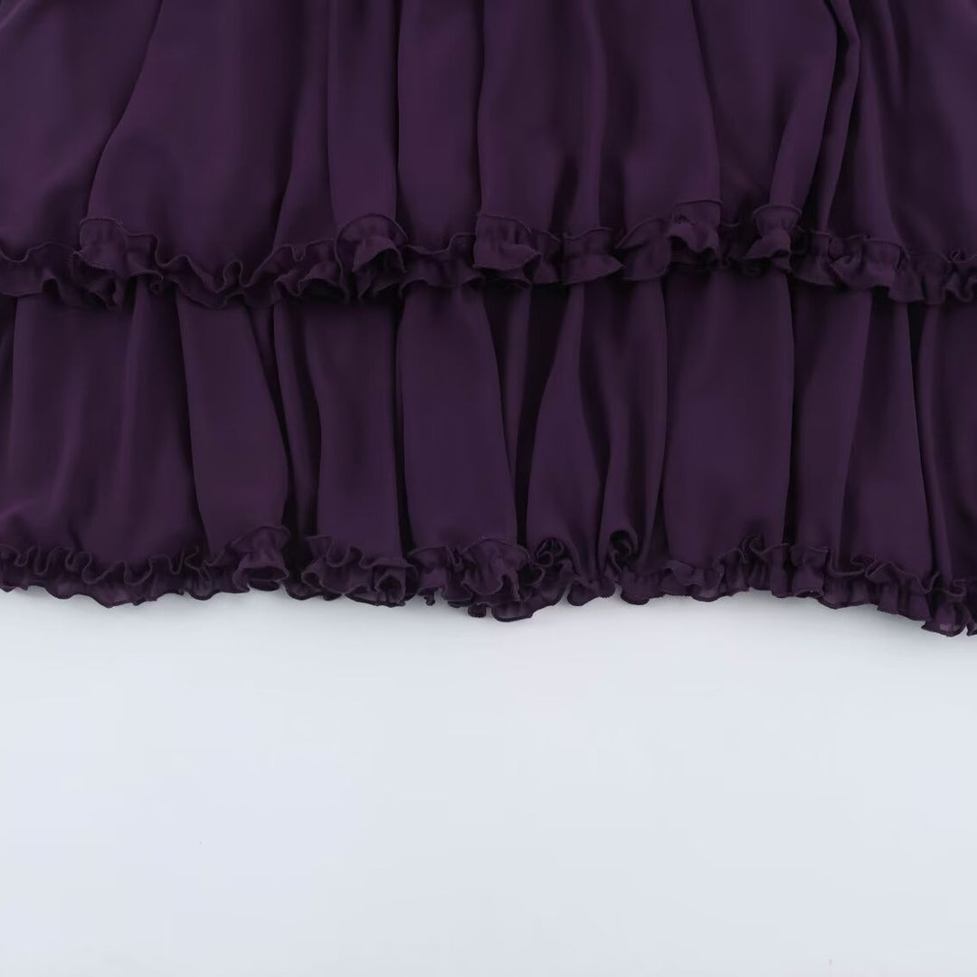 Women's tiered ruffle maxi dress with gathered waist and puff sleeves Mune Fashion