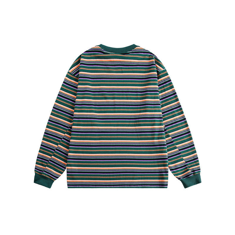Unisex Oversize-Longsleeve shirt made of heavy cotton with striped pattern and ribbed round neckline Mune Fashion