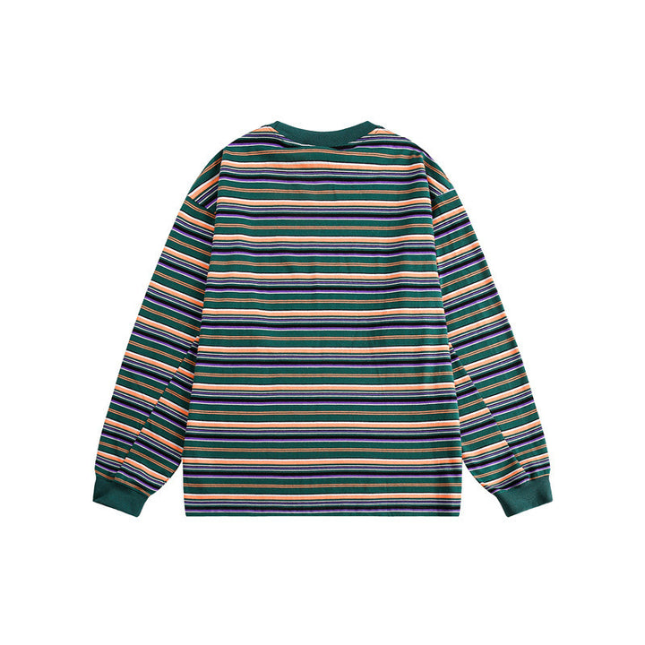 Unisex Oversize-Longsleeve shirt made of heavy cotton with striped pattern and ribbed round neckline Mune Fashion