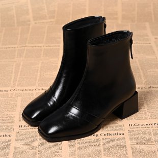 Women Elegant Ankle Boots with Block Heel Mune Fashion