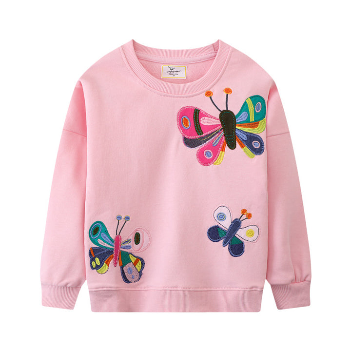 Girl sweatshirt with colorful butterfly embroidery Mune Fashion