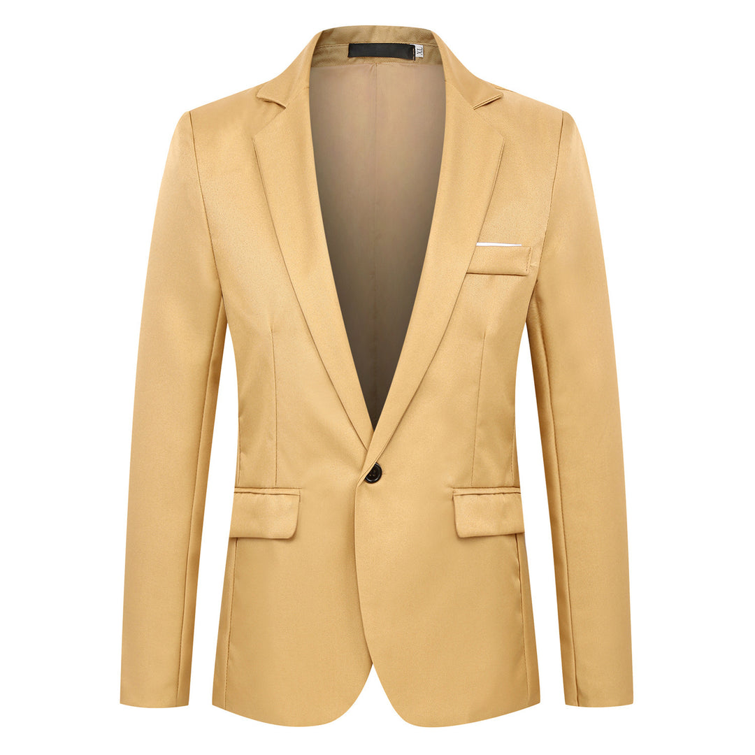 Men's fitted satin blazer with slim silhouette, notch lapel and decorative chest piping Mune Fashion