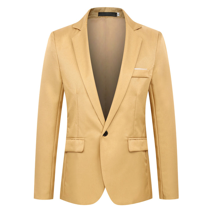 Men's fitted satin blazer with slim silhouette, notch lapel and decorative chest piping Mune Fashion