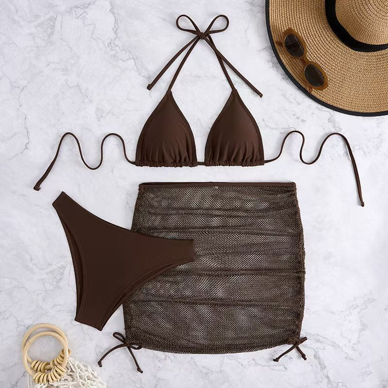 Women's bikini set with braided skirt and versatile triangle design Mune Fashion