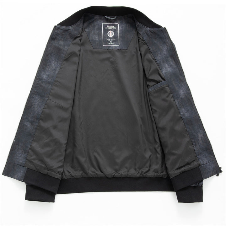 Men's bomber jacket in leather look with subtle all-over print, zipper and ribbed cuffs Mune Fashion