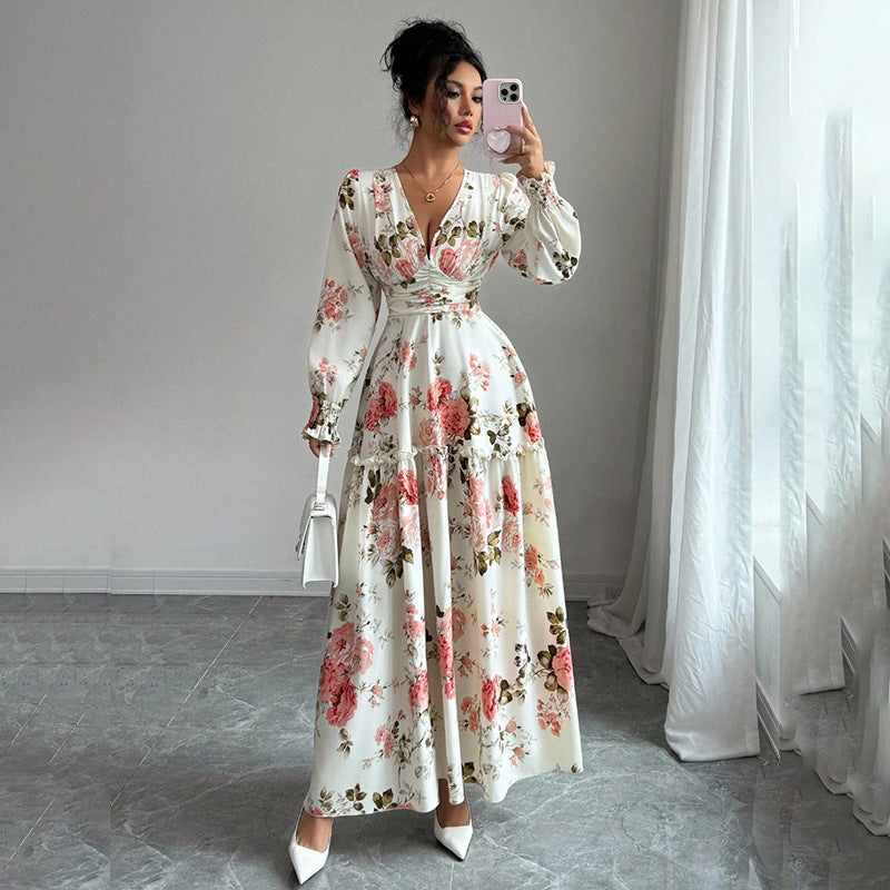 Women's Maxi Dress with Floral Details Mune Fashion
