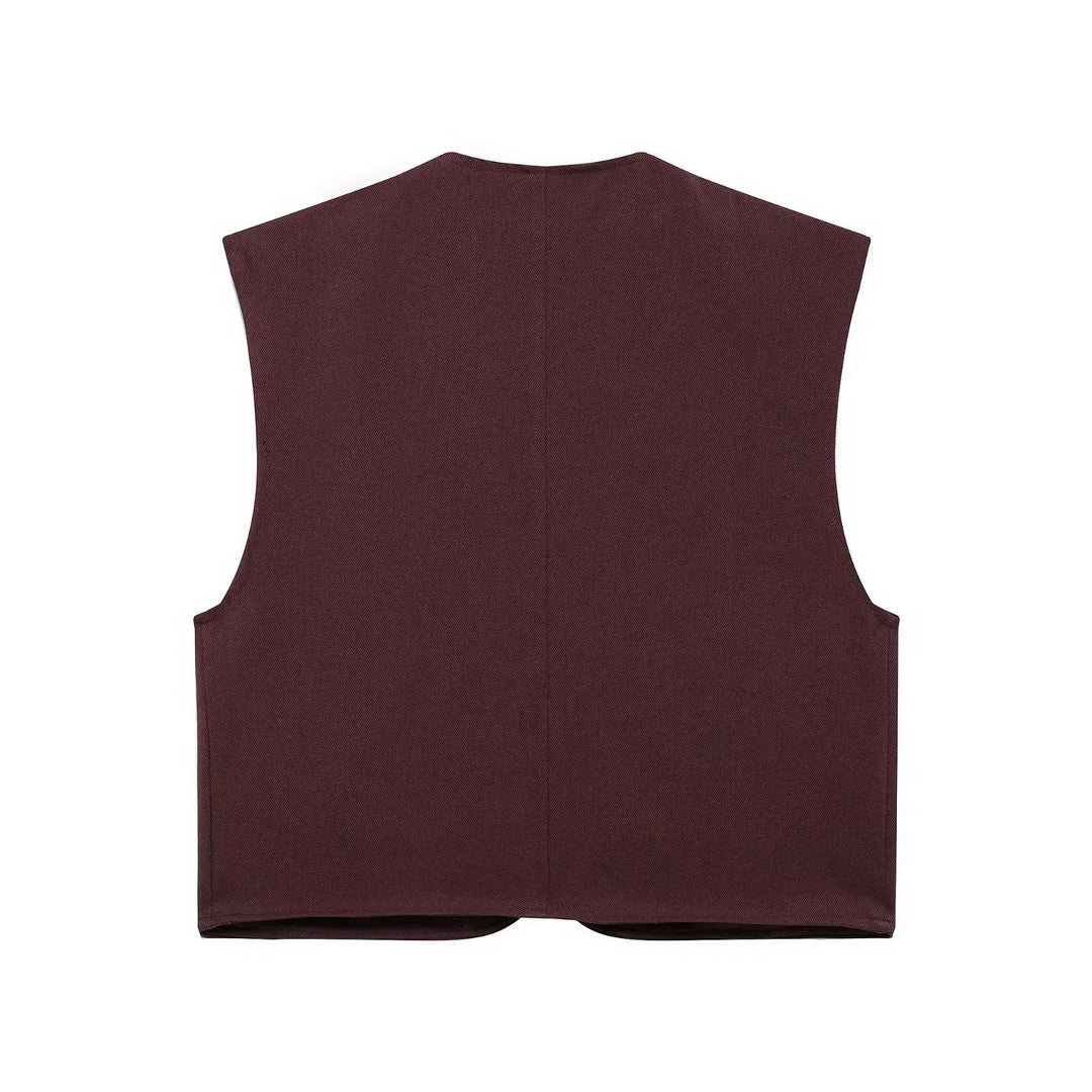 Women’s tailored business vest with V-neck, concealed button placket and fine inner finish Mune Fashion