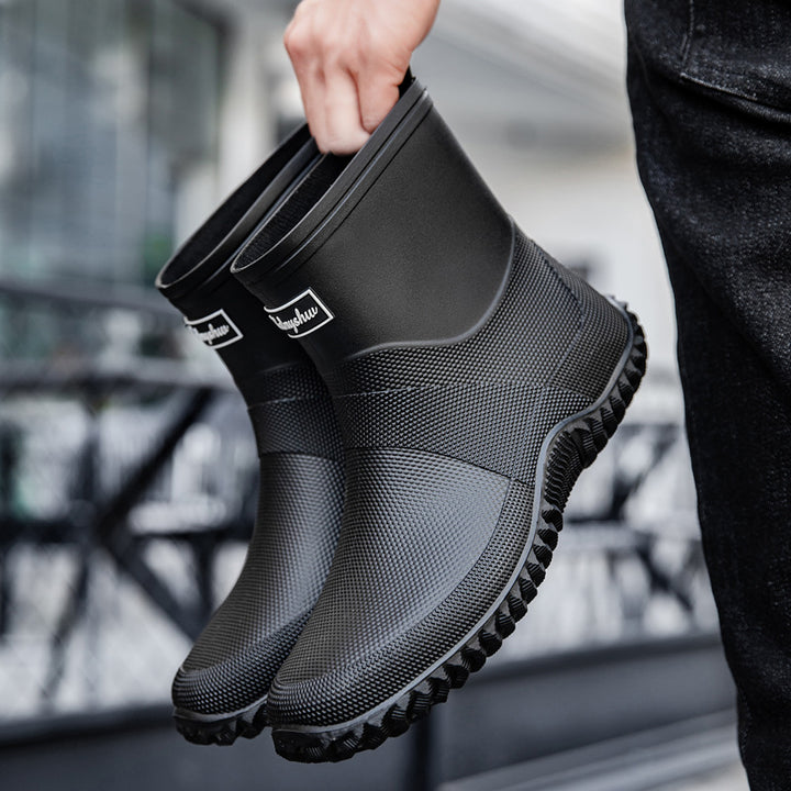 Men's Seamless Full Rubber Slip-On Ankle Boots with Non-Slip Profile Sole Mune Fashion