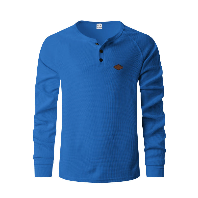 Men's structured long-sleeve shirt with short button placket, raglan sleeves, and subtle logo application Mune Fashion