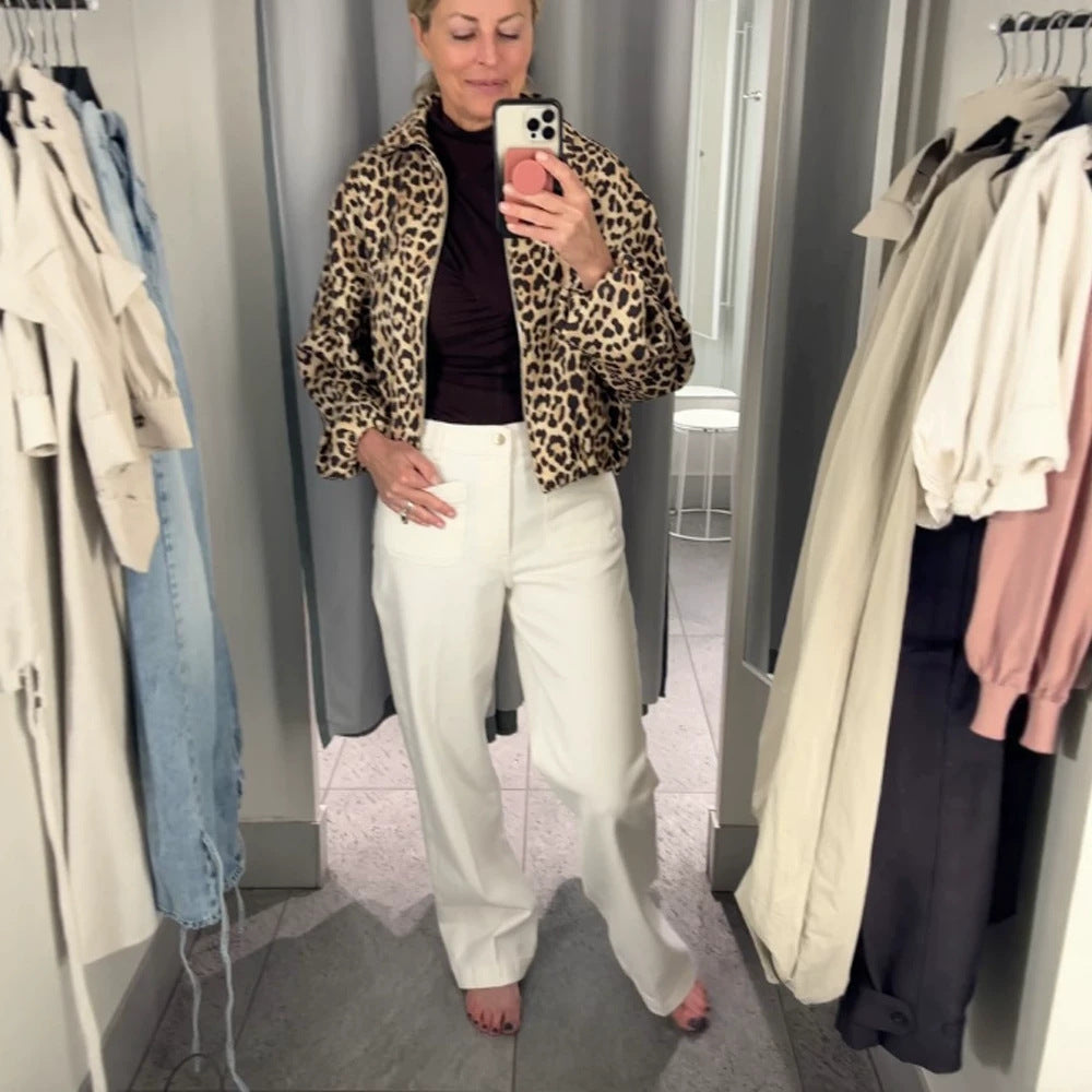 Women’s padded oversized bomber jacket with leopard print and stand-up collar Mune Fashion