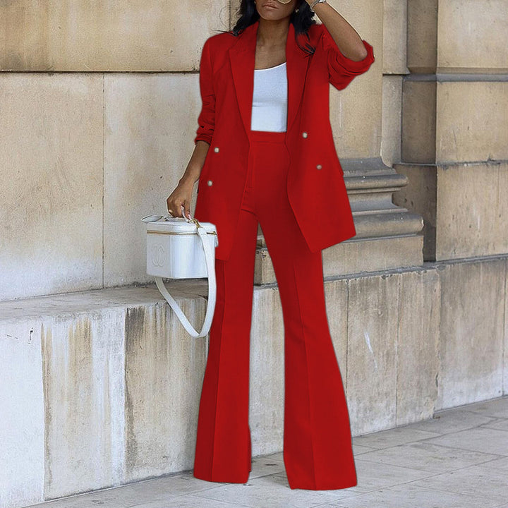 Women's Two-Piece Tailoring Set with Oversized Blazer and High-Waist Flared Pants Mune Fashion