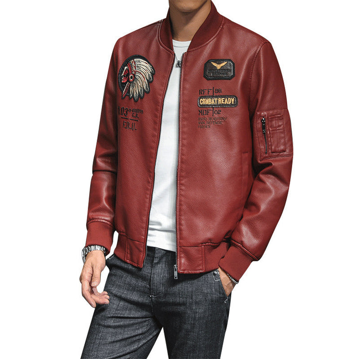 Men's Stylish Leather Bomber Jacket Mune Fashion