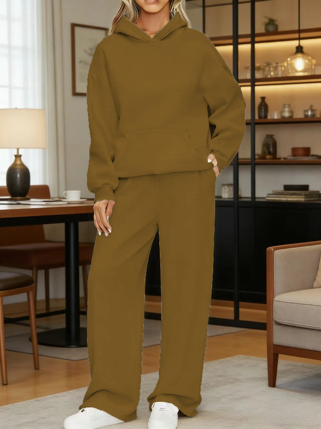 Women's cozy oversized hoodie and wide jogger pants set Mune Fashion