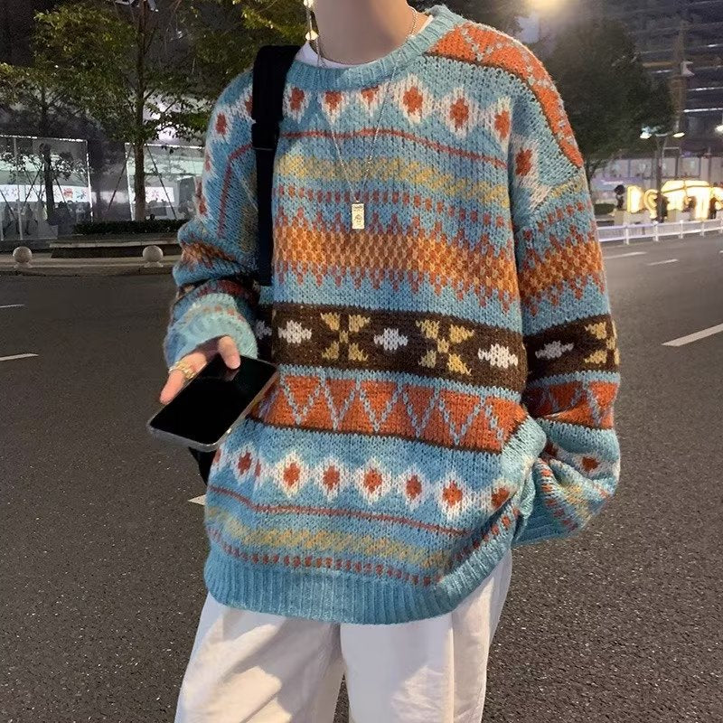 Women's Cozy Chunky Knit Sweater with Graphic Pattern Mune Fashion