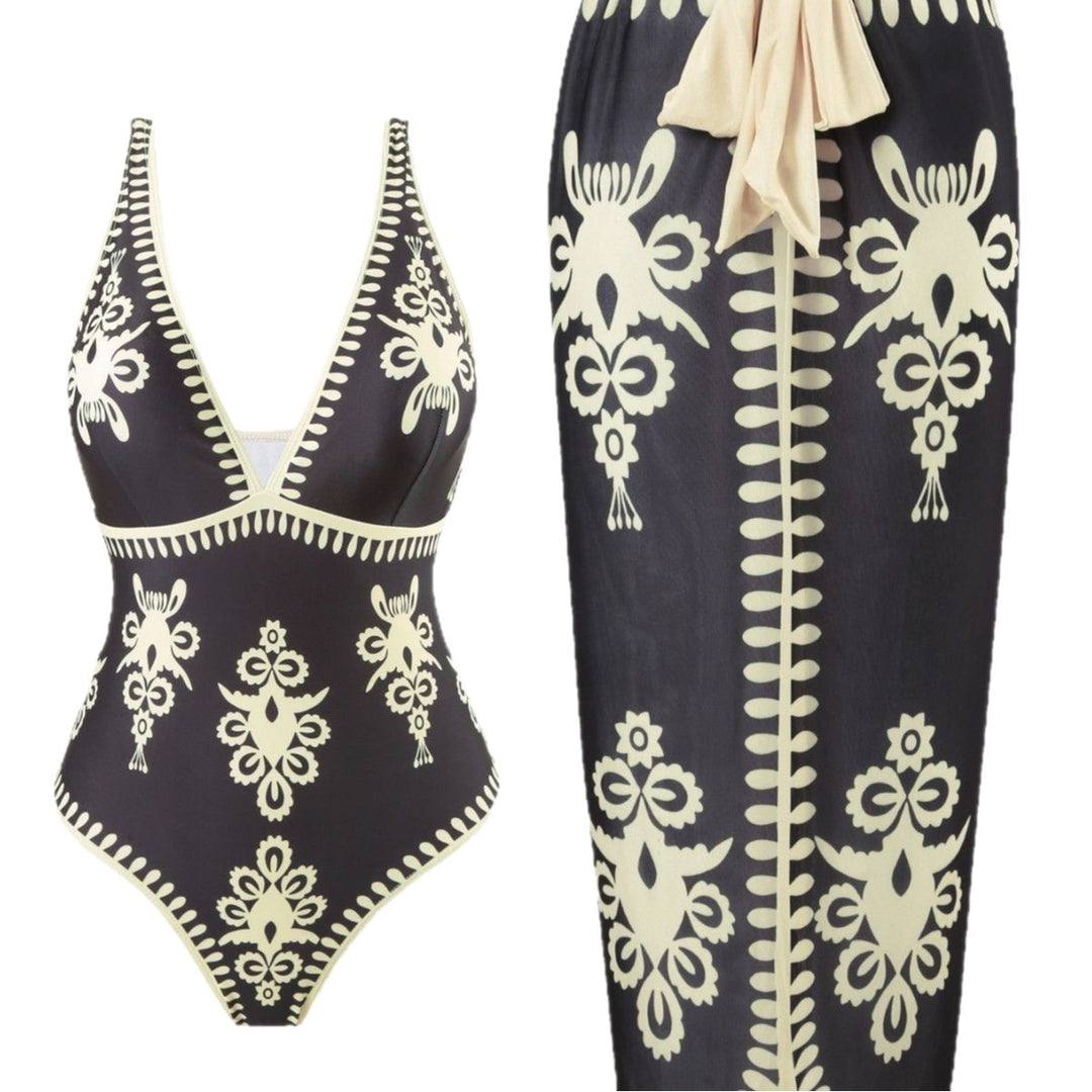 Women’s One-Piece Swimsuit with Elegant Wrap Skirt Mune Fashion