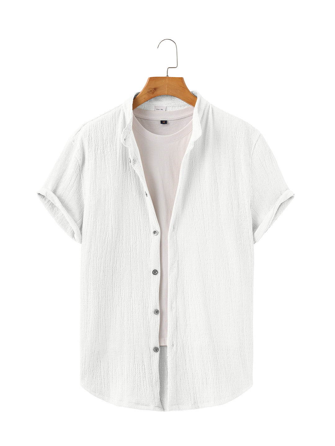 Men's lightweight wrinkle structure overshirt with rolled-up sleeves relaxed overshirt silhouette Mune Fashion