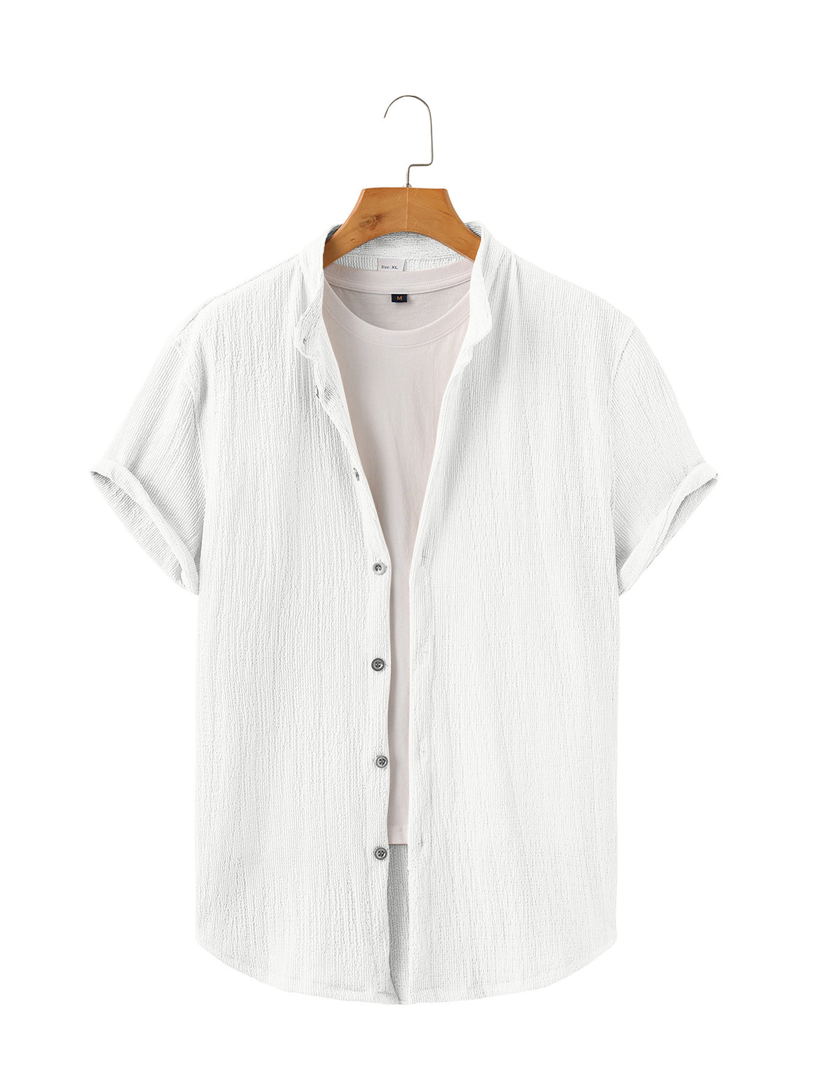 Men's lightweight wrinkle structure overshirt with rolled-up sleeves relaxed overshirt silhouette Mune Fashion