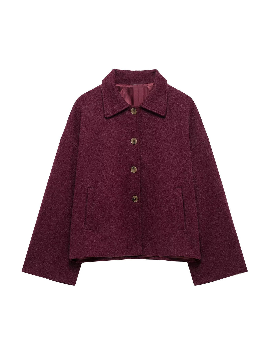 Women's Oversize Wool Blend Jacket with Large Decorative Buttons and Wide Cuffs Mune Fashion