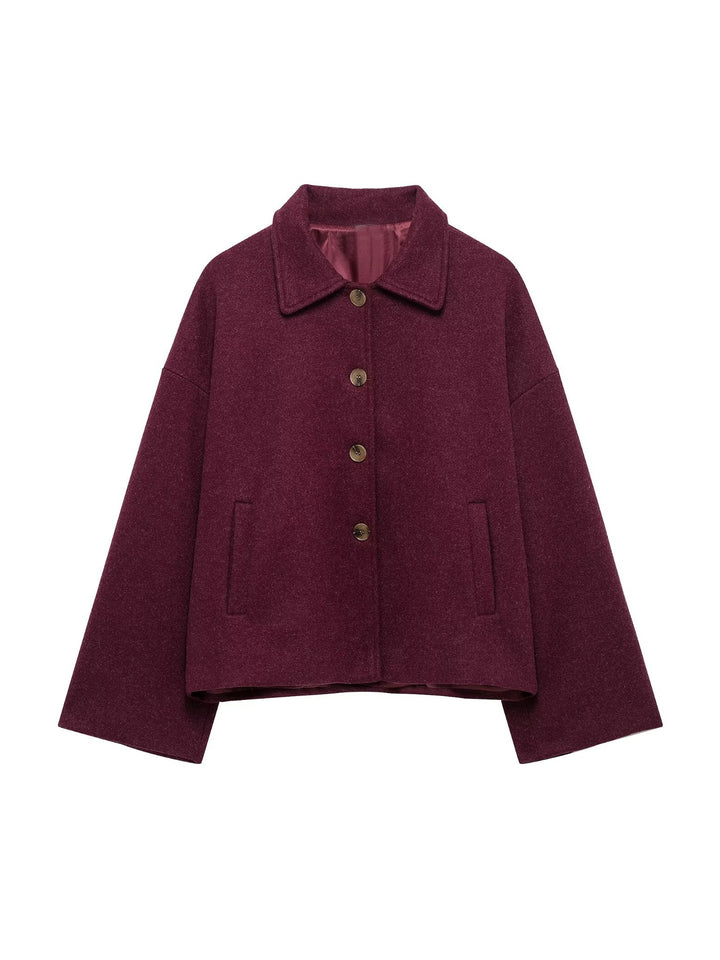 Women's Oversize Wool Blend Jacket with Large Decorative Buttons and Wide Cuffs Mune Fashion