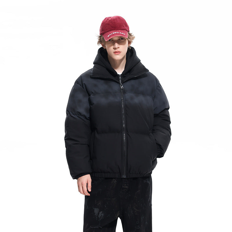 Herren Gefütterte Oversize-Steppjacke mit abnehmbarem Kapuzen‑Einsatz und Farbverlauf Mune Fashion