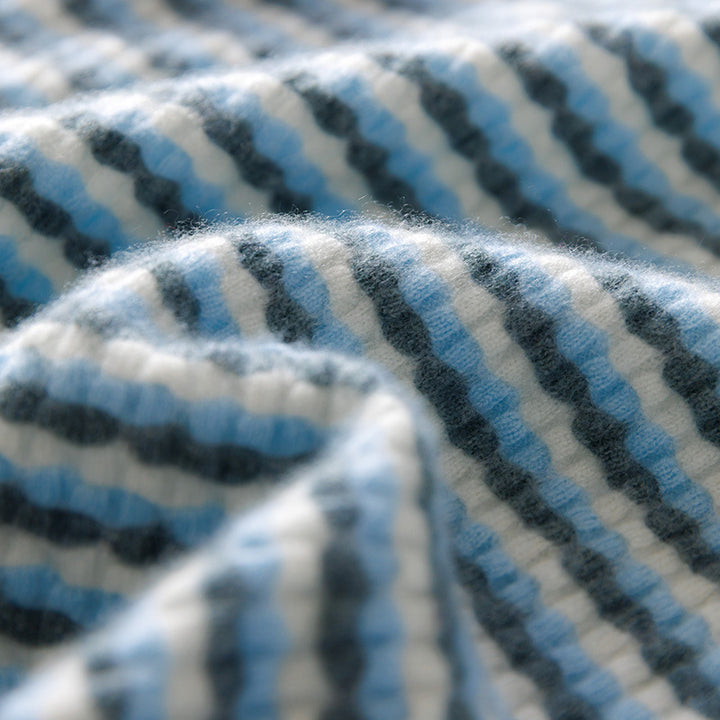 Men's fine-structured striped round neck pullover made of wool blend with ribbed cuffs Mune Fashion