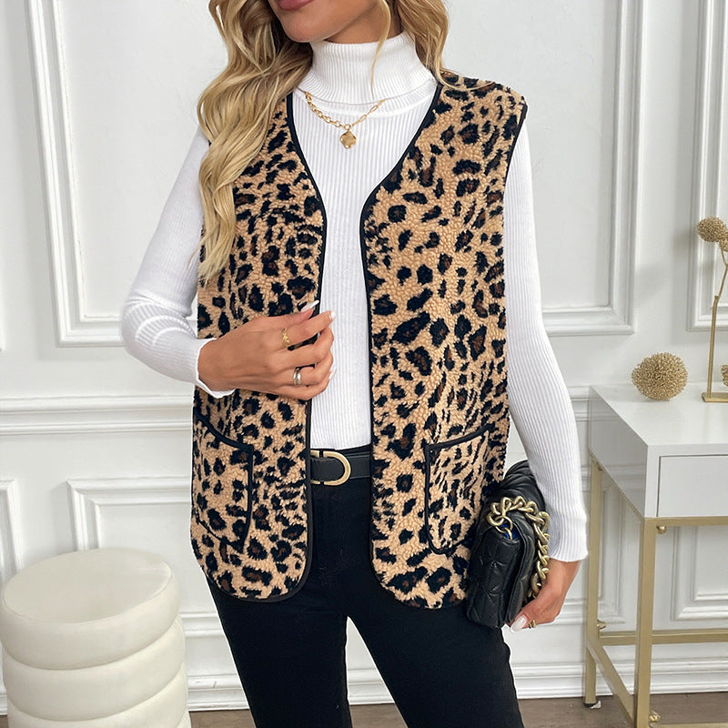 Women's Fluffy Animal Print Vest Mune Fashion