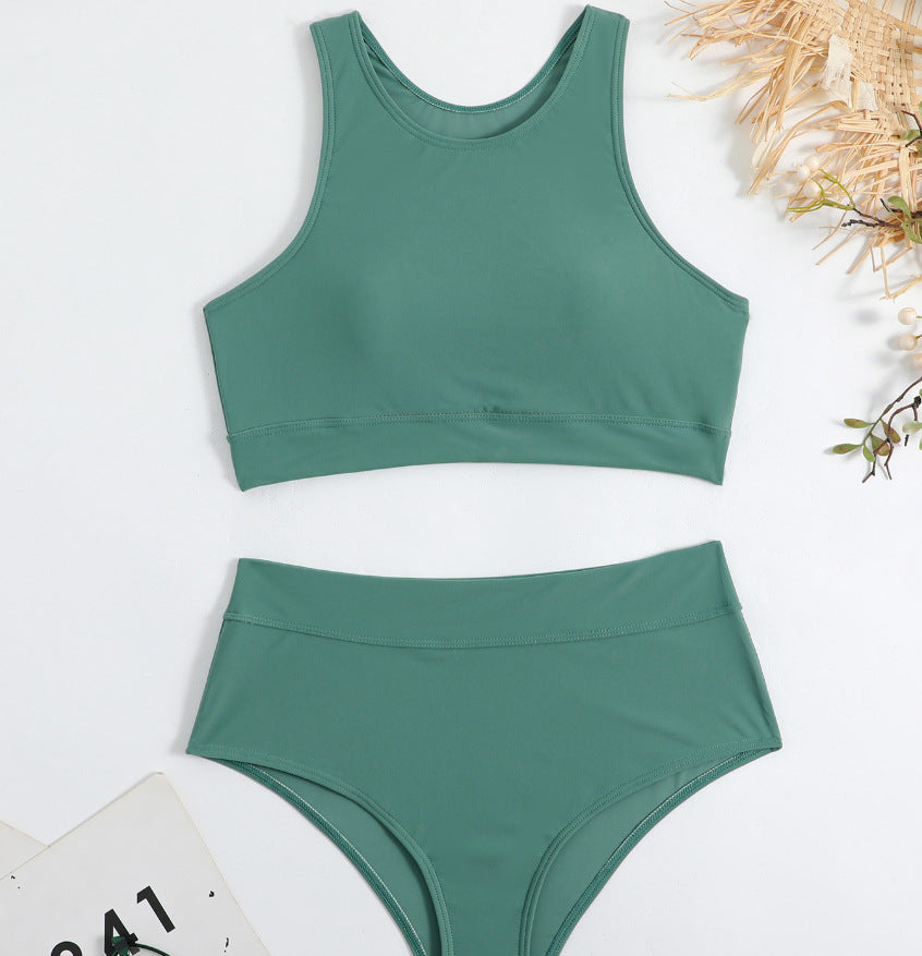 Women's Sports Bikini Set with High Waist and Racerback Mune Fashion