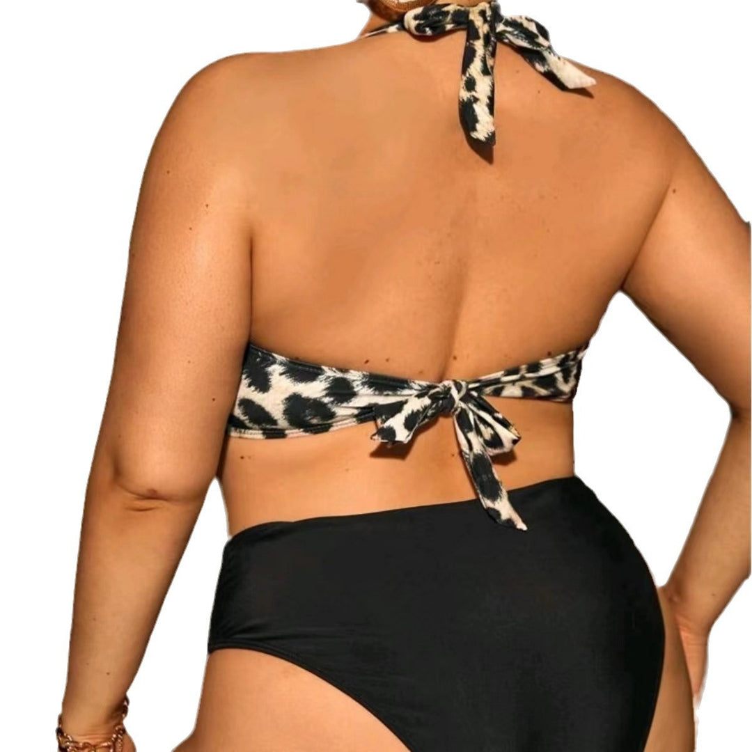 Women's Triangle Bikini with Wrap Look and Animal Pattern Mune Fashion