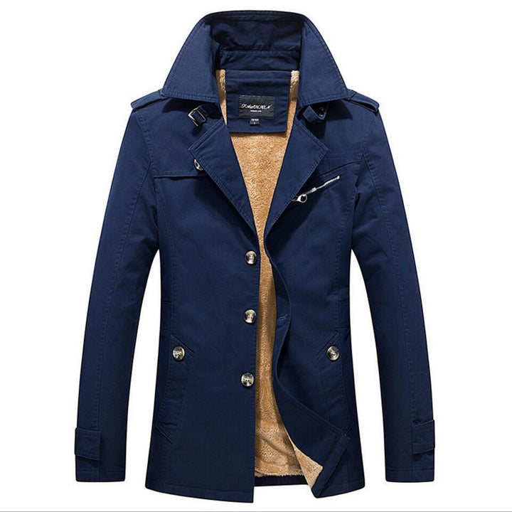 Men's trench coat with warming teddy lining and high closing stand-up collar Mune Fashion