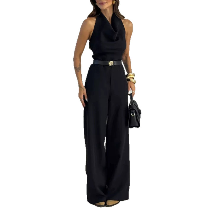 Ladies Elegant Halter Jumpsuit with Wide Palazzo Leg and Tailored Fit Mune Fashion