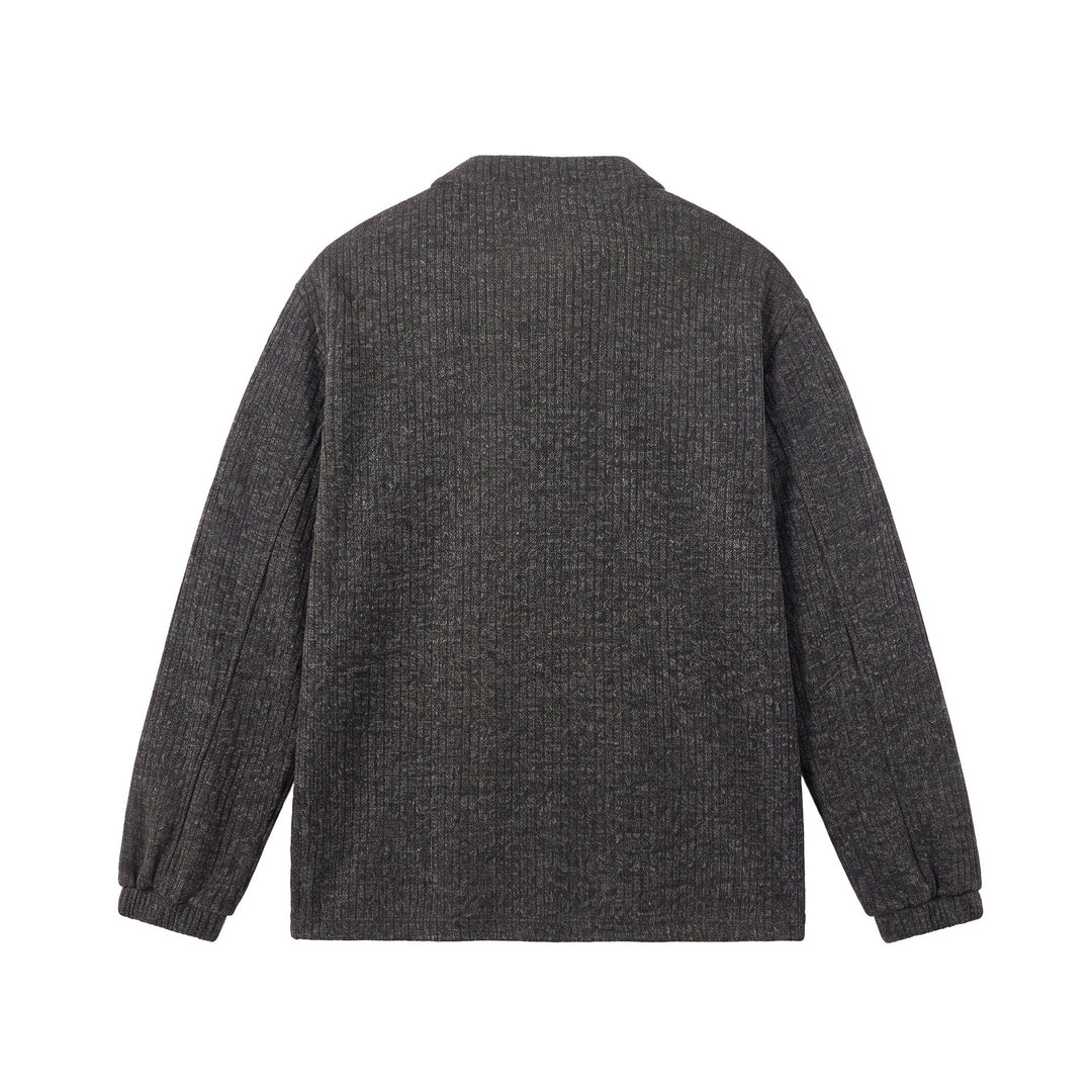 Men's ribbed structure Henley pullover with stand-up collar and button placket Mune Fashion