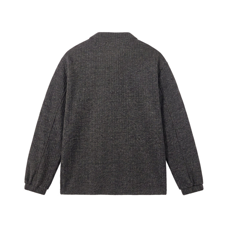 Men's ribbed structure Henley pullover with stand-up collar and button placket Mune Fashion