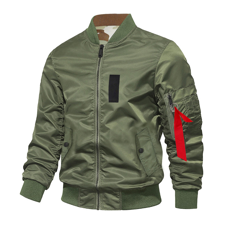 Men's  slim insulated flight-style bomber with zip utility sleeve and angled flap pockets Mune Fashion