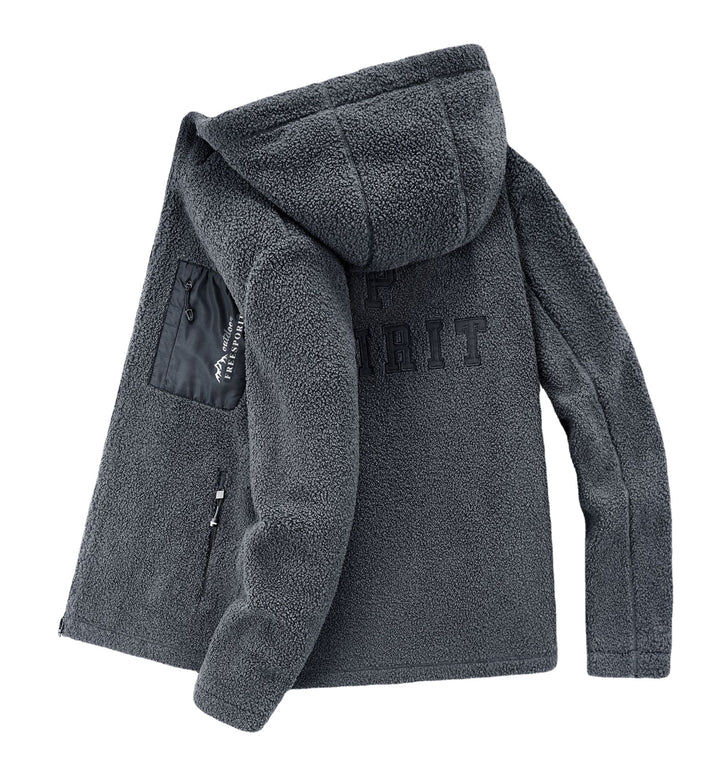 Men's Sherpa-Fleece Zip-Up Hoodie with Zipper and Chest Pocket Mune Fashion
