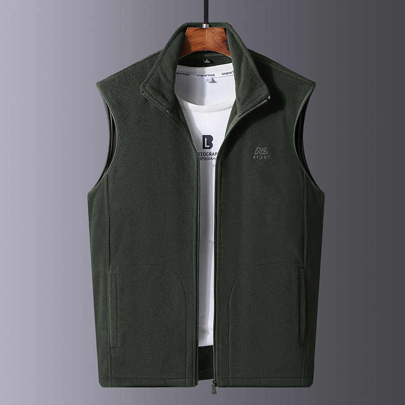 Men's microfleece thermal vest with windproof front, stand-up collar, and concealed side pockets Mune Fashion