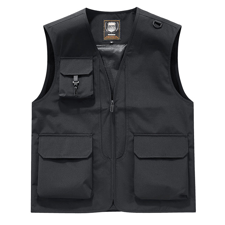 Unisex Multi-pocket Utility Vest with Mesh Lining, D-Ring, and Durable Exterior Pockets Mune Fashion