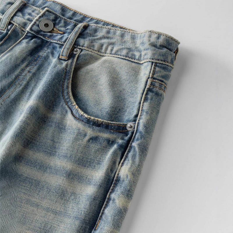 Women's Loose-Fit Straight-Leg Jeans with High Waist and Vintage Wash Mune Fashion