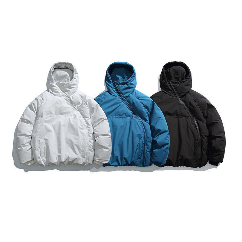 Unisex Padded Oversized Quilted Jacket with Asymmetrical Zipper Mune Fashion