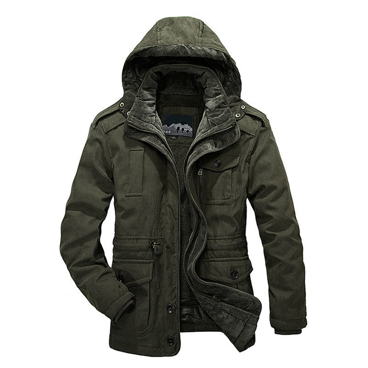 Men's Thermo-Canvas Parka with Sherpa Inner Lining, Removable Hood and Multi-Functional Pockets Mune Fashion