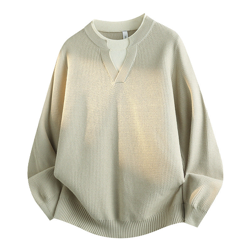 Women's Stylish Chunky Knit Sweater with V-Neck Mune Fashion