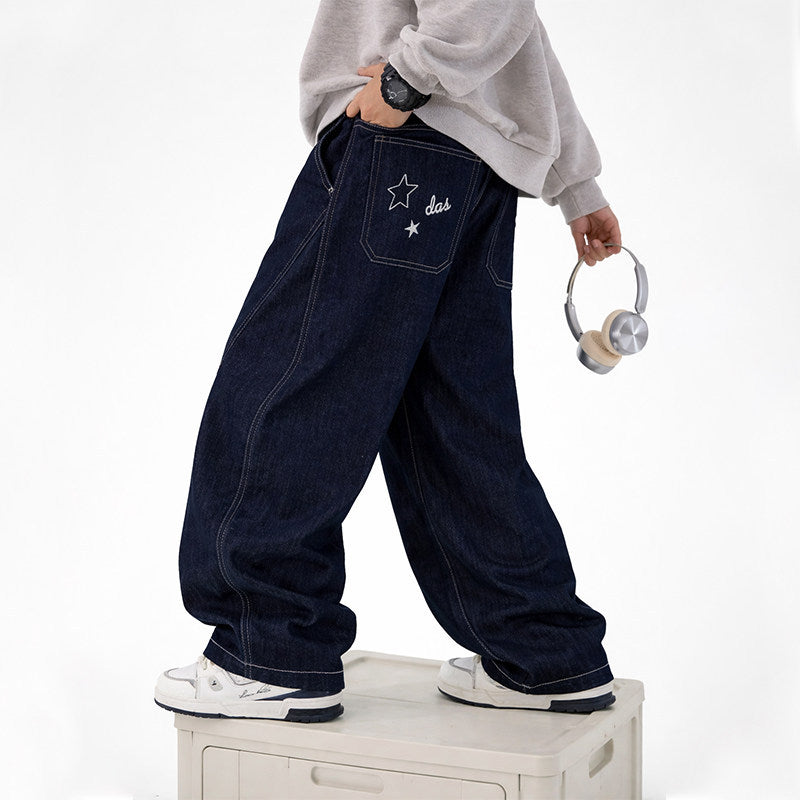 Unisex wide jeans with unique lettering Mune Fashion