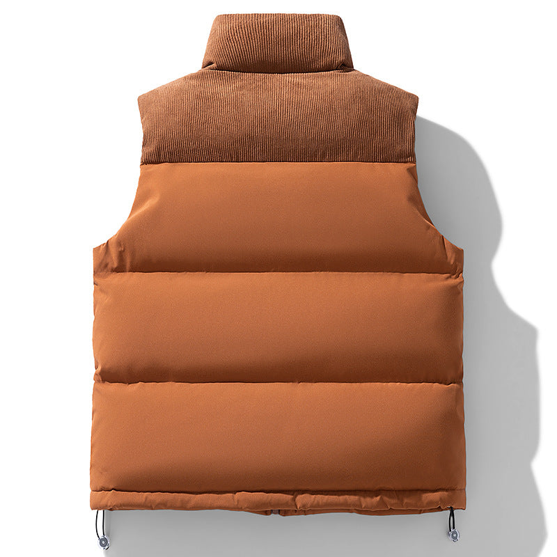 Men's Padded Quilted Vest with Cord Collar, Thermal Insulation and Drawstring Hem Mune Fashion